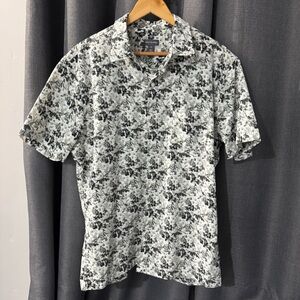 Black and white pattern button up shirt